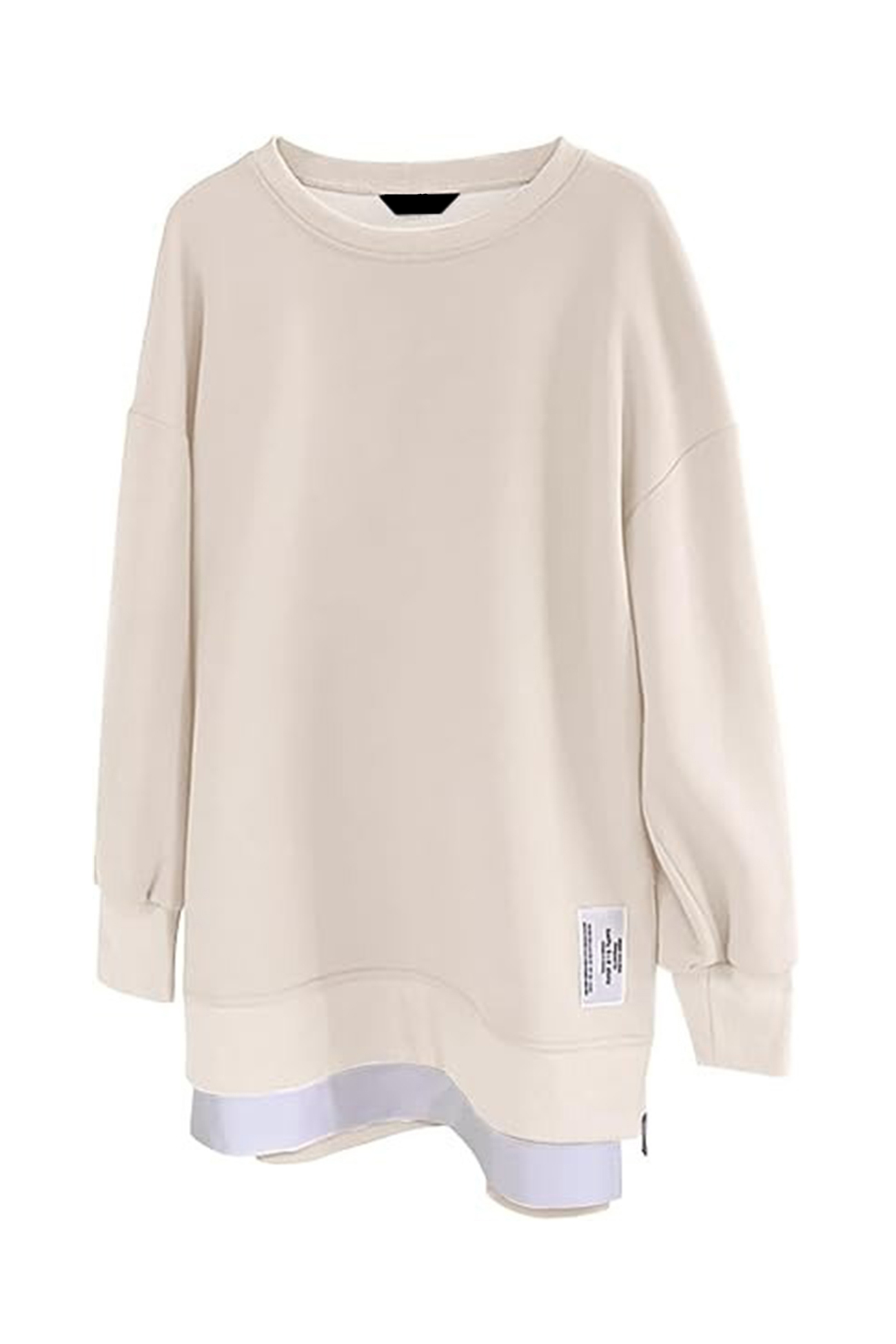 Zip-up Slit Hem Fake Two-piece Sweatshirt