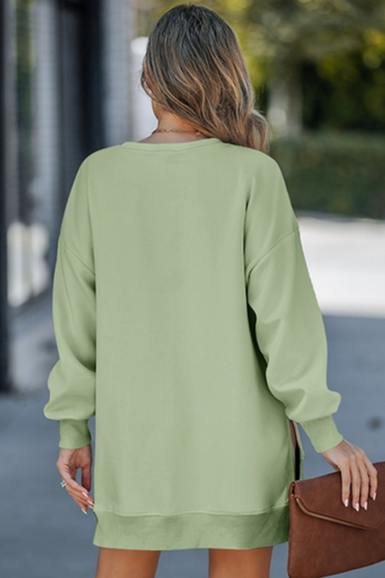 Zip-up Slit Hem Fake Two-piece Sweatshirt