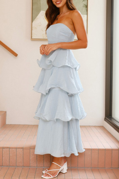 Strapless Sweet Chiffon Tiered Dress