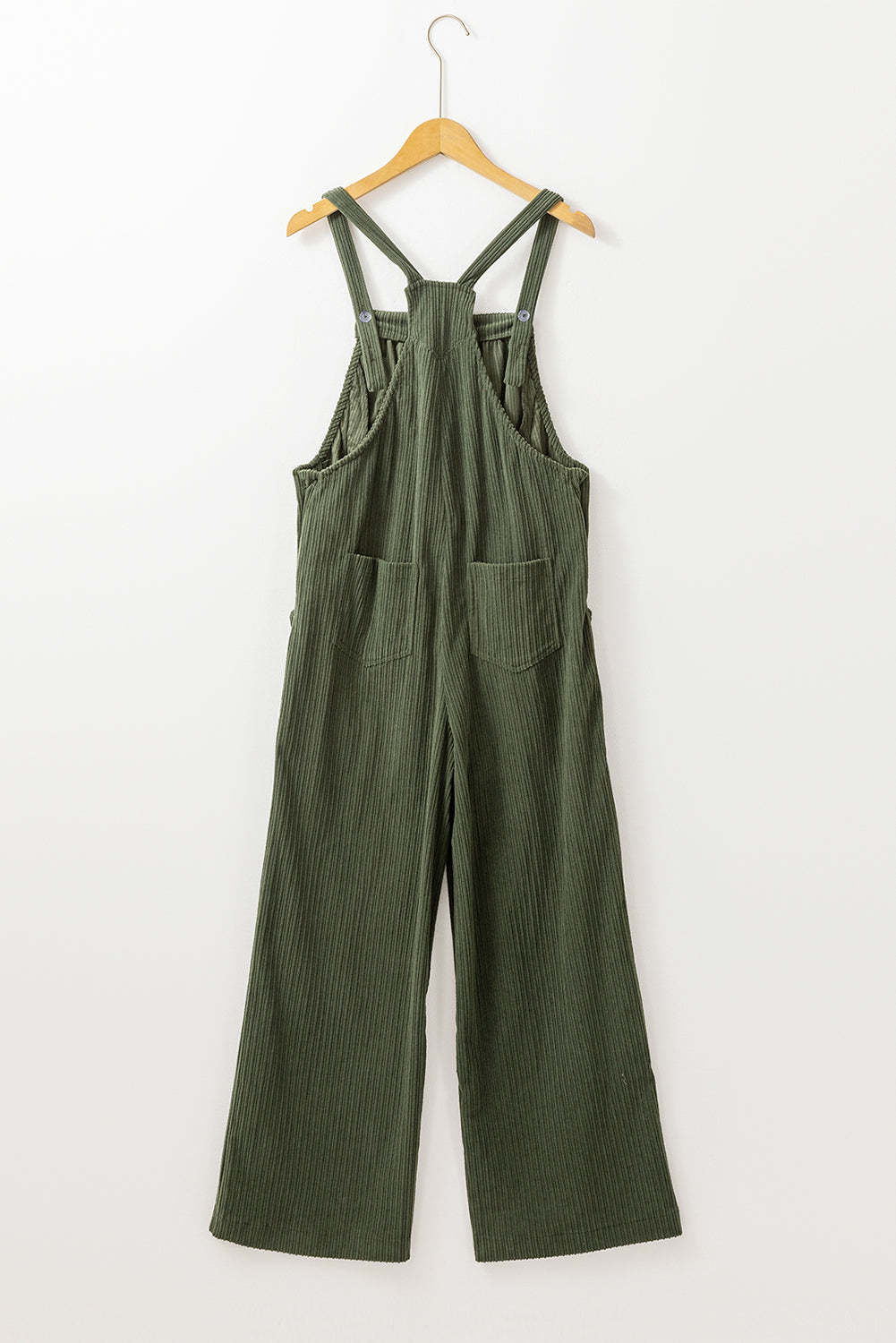 Solid Color Pocketed Corduroy Overall