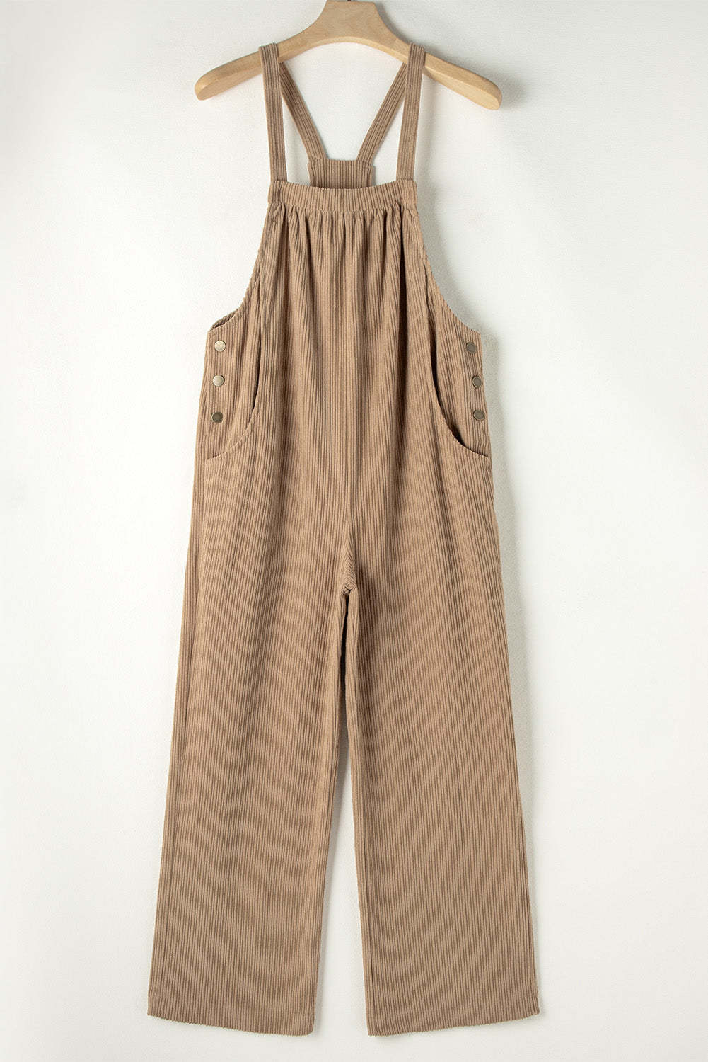 Solid Color Pocketed Corduroy Overall