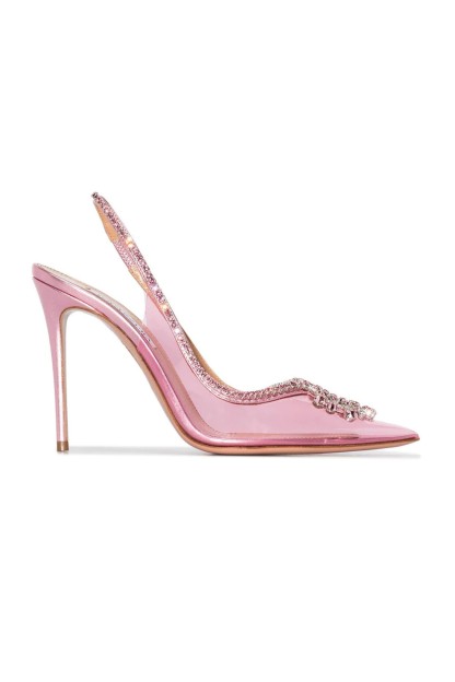 Clear Rhinestone Hollow Pointed Toe High Heels