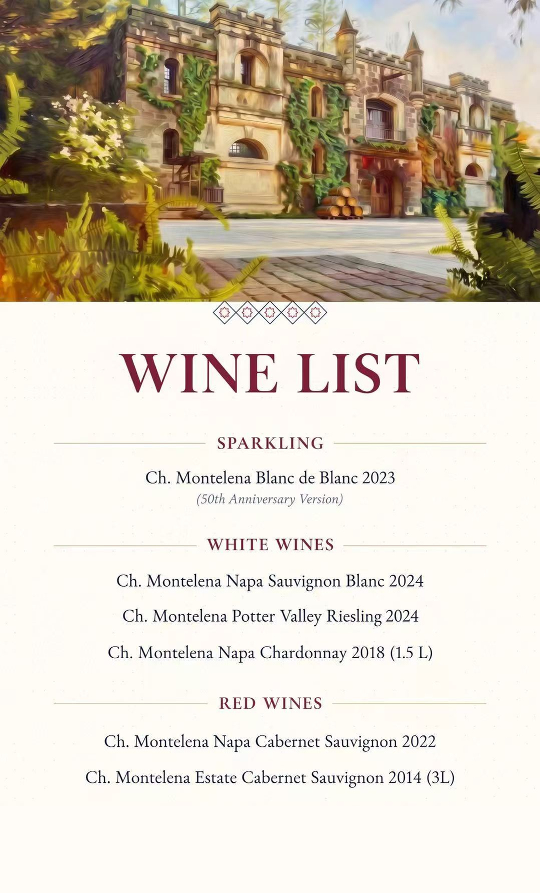 Chateau Montelena 50 Anniversary x La Famiglia wine dinner
