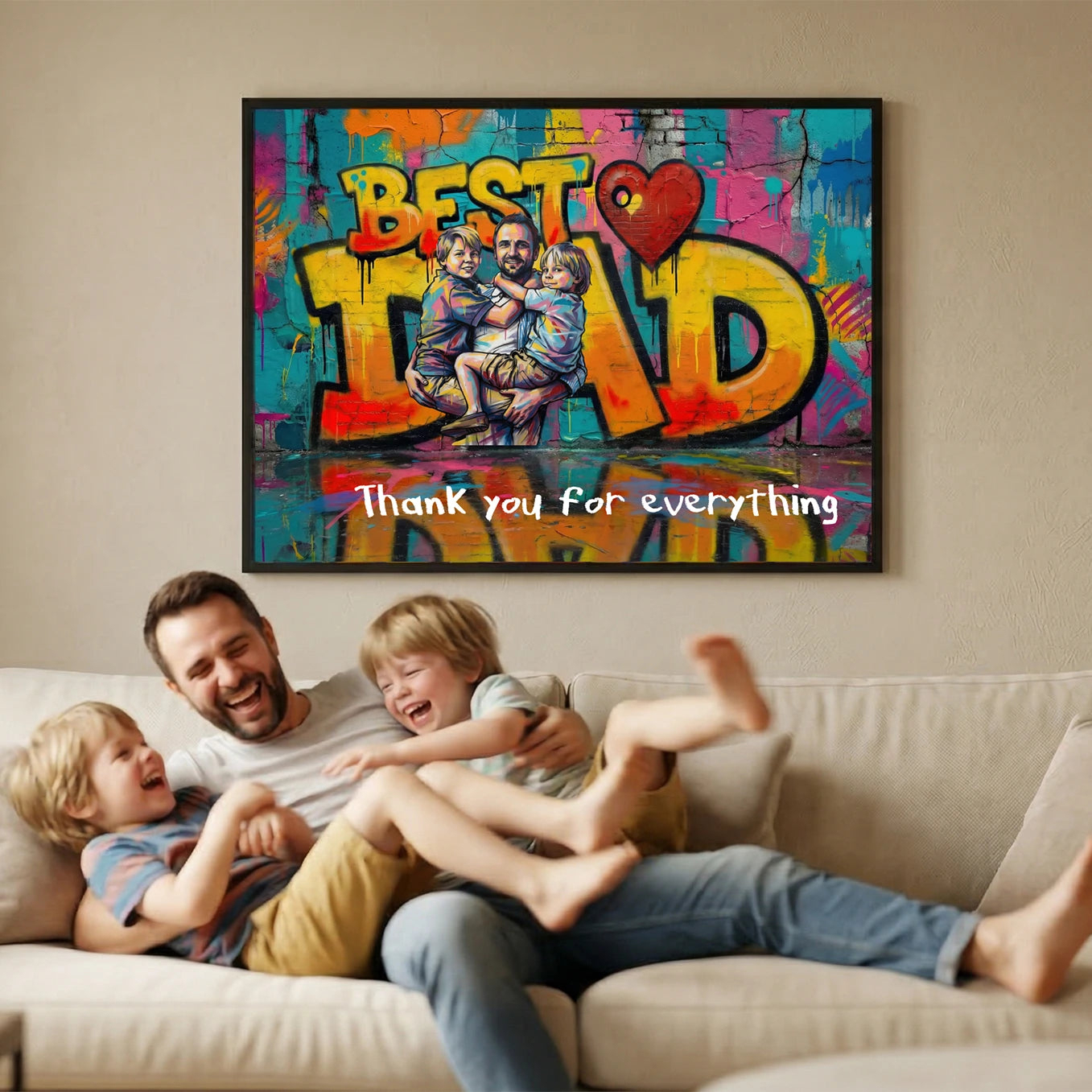 Personalisiertes Foto-graffiti-poster, Individuelle Foto-street-art-wanddekoration, Vatertagsgeschenk Für Papa - namenecklacede