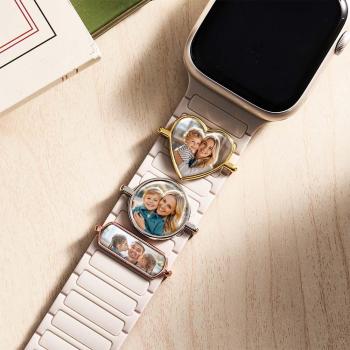 Uhrenarmband Mit Fotogravur, Personalisiertes Smartwatch-accessoire Mit Perlen - namenecklacede