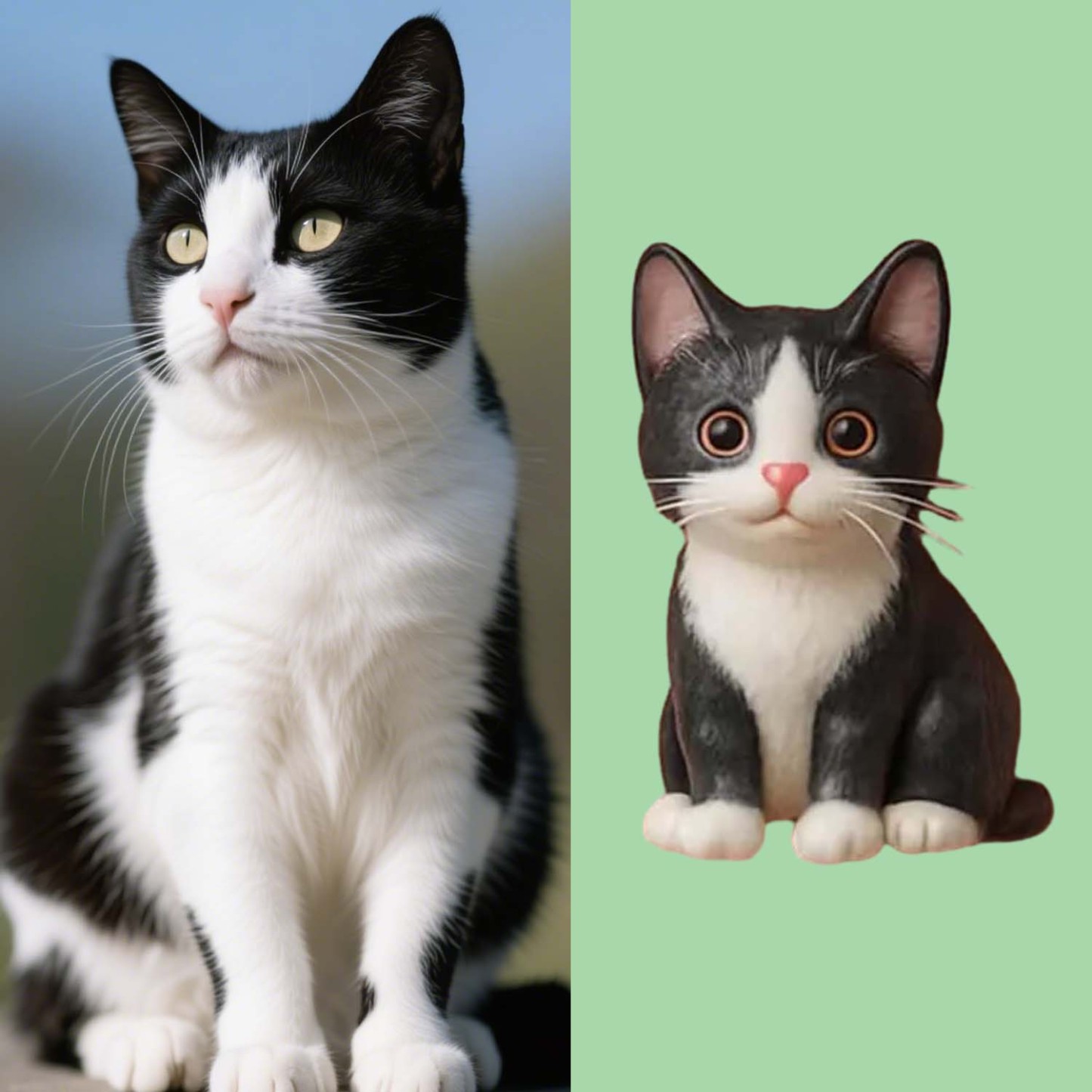 Custom Pet Action Figure Personalized 3D Printed Figurine from AI Photo Romantic and Fun Custom Cat 3D Printed Figurine