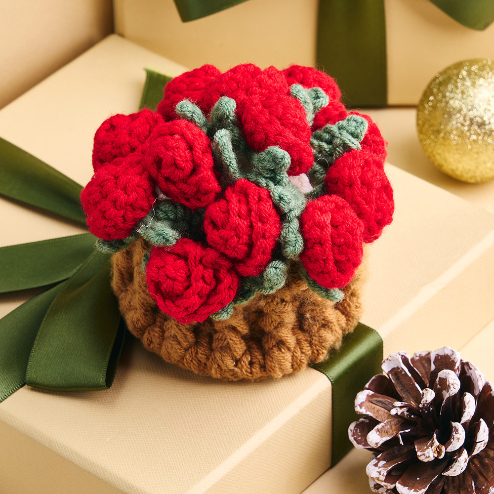 Mother's Gifts Handmade Crochet Rose Bouquet Coaster Set Transformable Floral Coaster & Home Decor Unique Eco-Friendly Gift