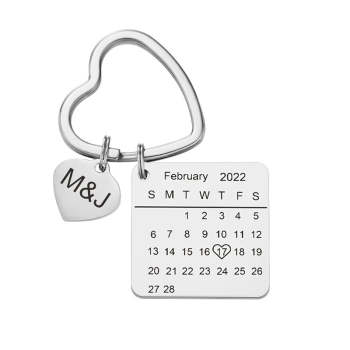 Individuell Gravierter Kalender-schlüsselanhänger, Herz-schlüsselanhänger, Save The Date-schlüsselanhänger, Valentinstagsgeschenk - ihrenamenskettede