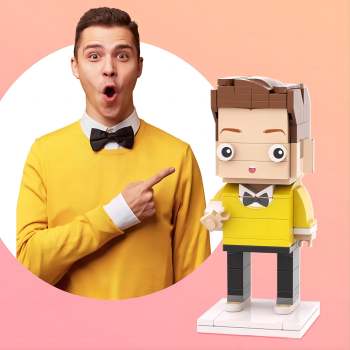 Basisversion, Komplett Anpassbare 1-personen-figur Aus Bausteinen, Spielzeug Aus Kleinen Bausteinen, Kariertes Herrenhemd, Brick Me Figuren - namenecklacede
