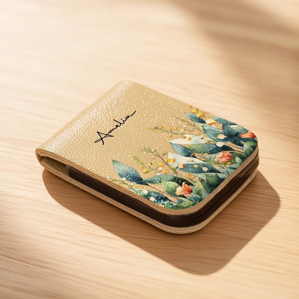 Personalisiertes Lesezeichen Aus Leder Mit Aquarell-geburtsblume, Individueller Name, Elegantes Seitenmarker Aus Pu-leder - namenecklacede