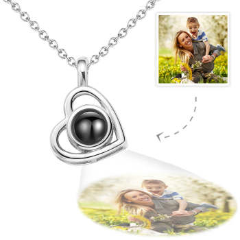 Personalisierte Foto Halskette Projektionsherzförmiges Hohles Paar-Herz Geschenk für Mama