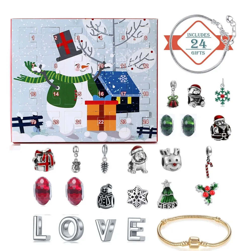Personalisierter Foto-charm, Weihnachts-charm, Überraschungs-blindbox-armband, 24 Kalender, Countdown, Geschenkbox, Armband, Diy-charms - ihrenamenskettede