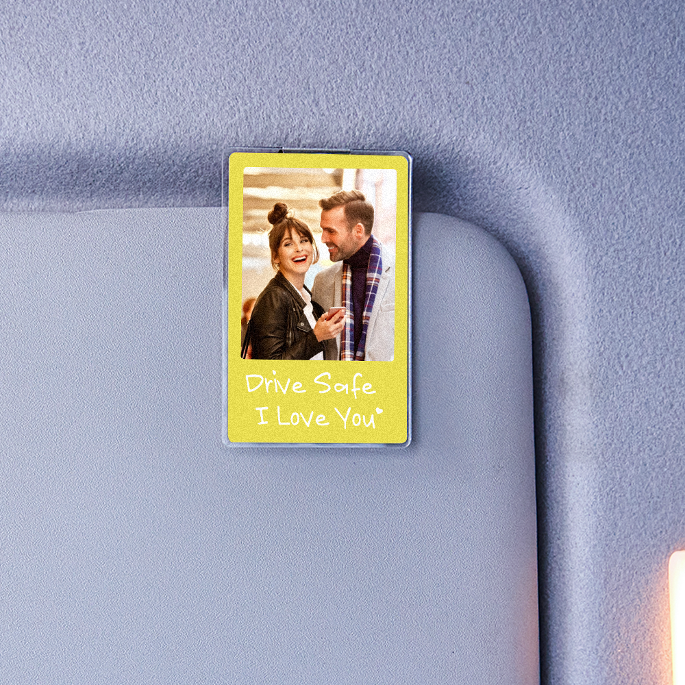 Sonnenblendenclip Mit Foto – Individueller Sonnenblendenclip „fahr Vorsichtig, Ich Liebe Dich" – Geschenkidee Fürs Auto - namenecklacede
