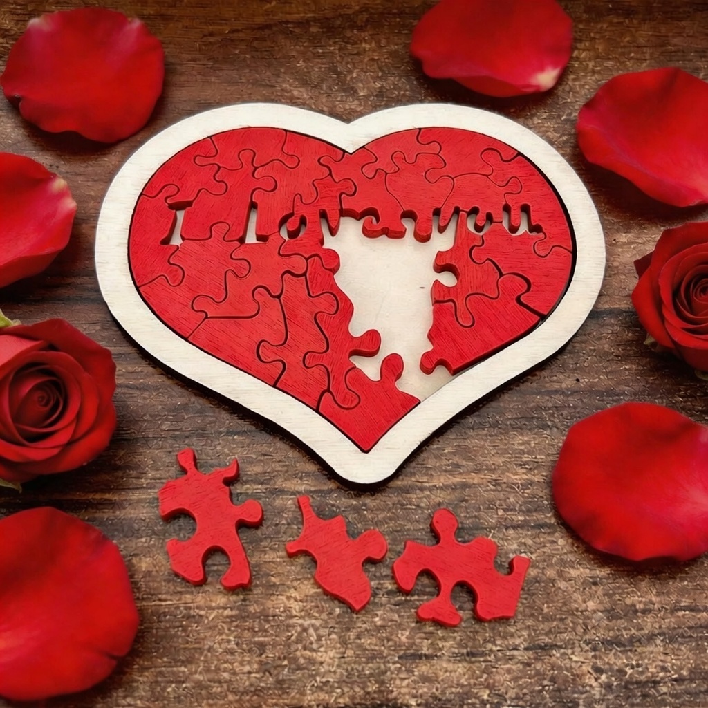 Handgefertigtes Herzpuzzle Aus Holz In Verschiedenen Sprachen – „ich Liebe Dich"-holzpuzzle Als Geschenk Zum Jahrestag - namenecklacede