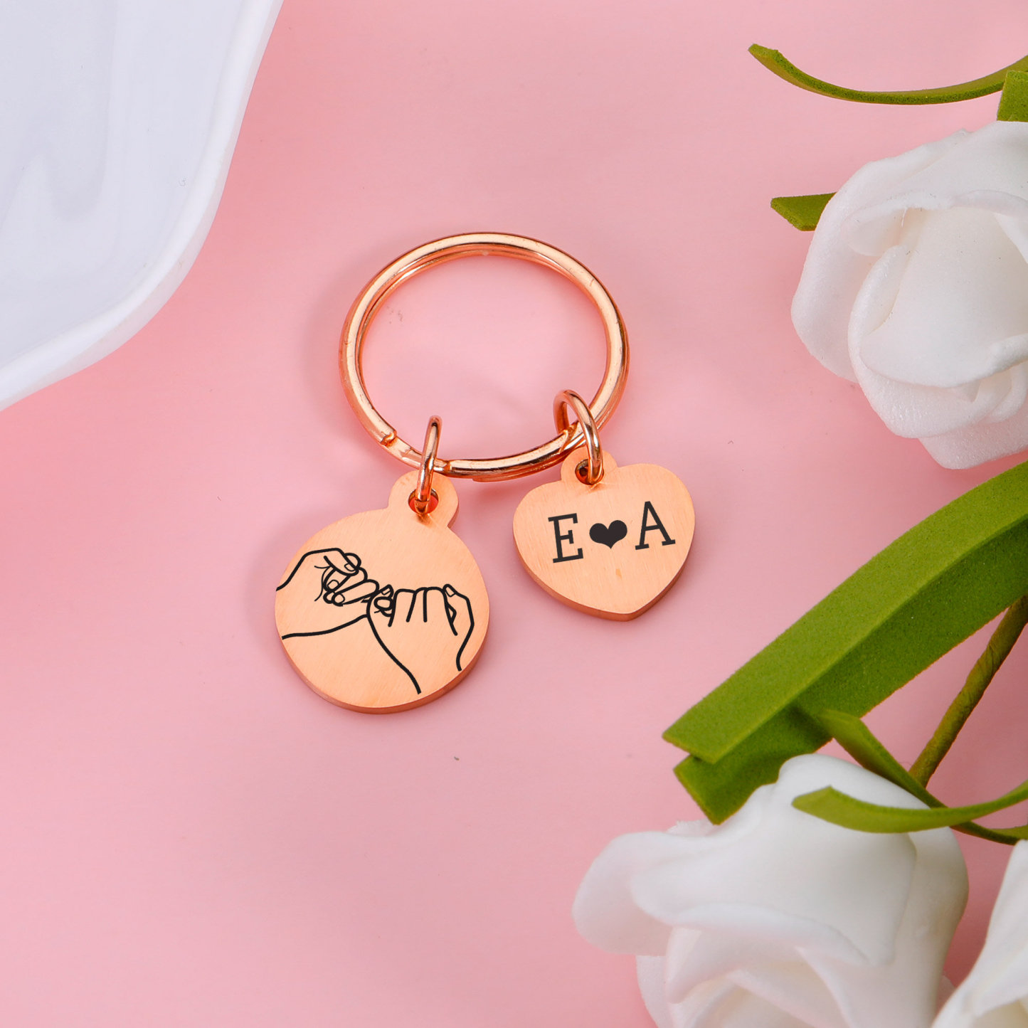 Schlüsselanhänger-set „pinky Promise" – Personalisierter Pinky-schwur-schlüsselanhänger, Partner-schlüsselanhänger Für Beste Freundinnen – Geschenk Zum Jahrestag Oder Valentinstag - namenecklacede