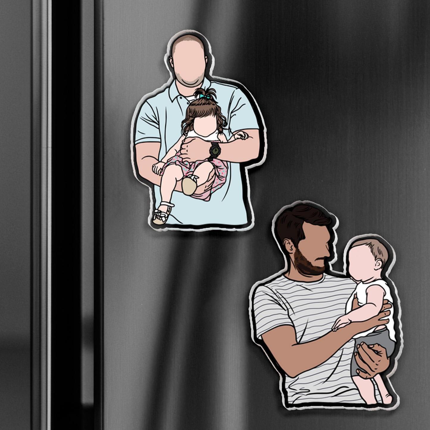 Personalisierter Auto-sonnenblendenclip Mit Foto – Individuelles Porträt Nach Foto, Gesichtsloses Porträt – Geschenk Für Frischgebackene Väter - namenecklacede