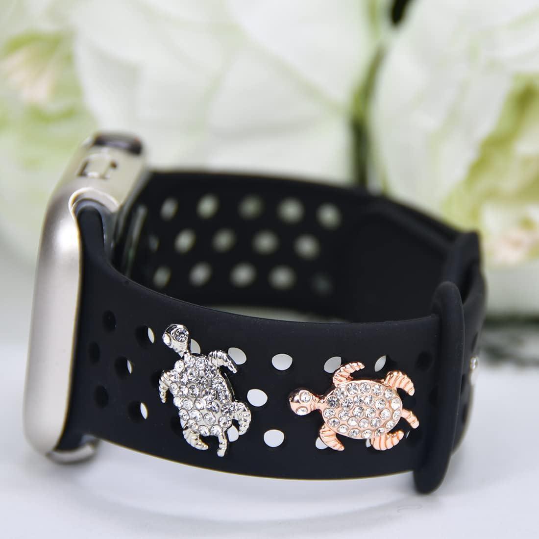 Uhrenanhänger Für Apple Watch-armbänder Für Süße Dekorative Ringe, Schlaufen, Charms, Silber, Roségold, Meeresschildkröte - namenecklacede