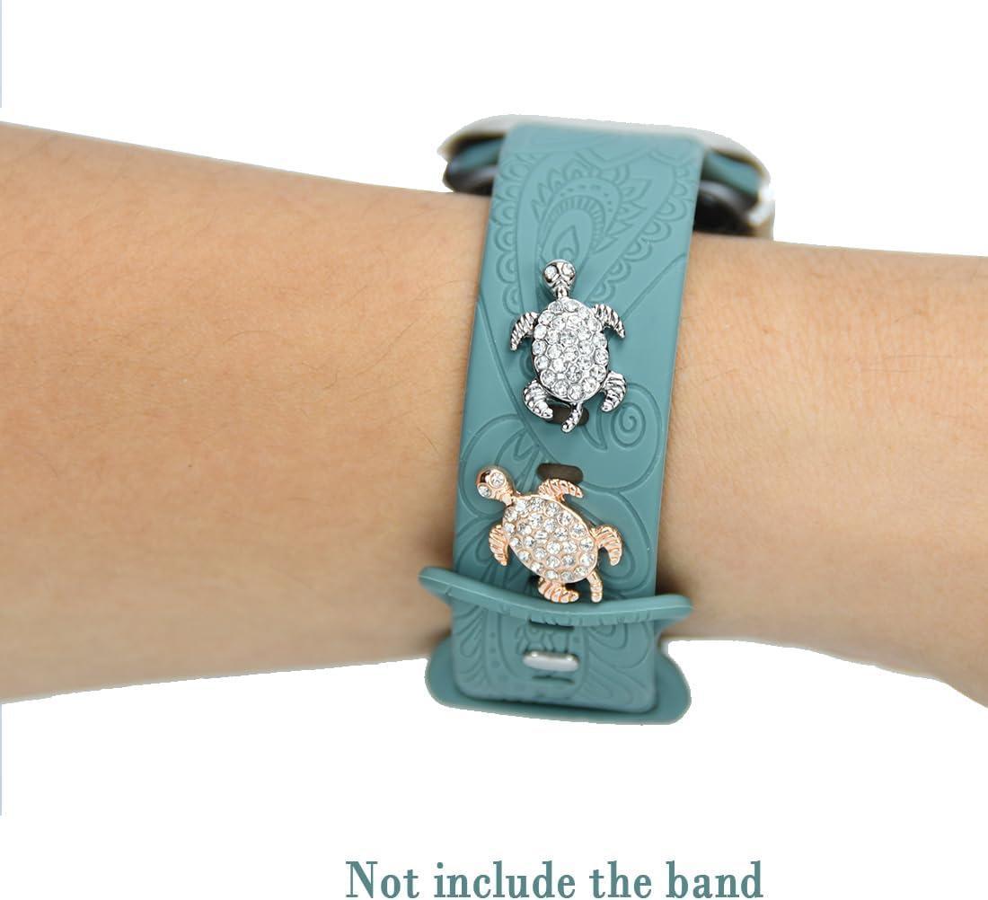 Uhrenanhänger Für Apple Watch-armbänder Für Süße Dekorative Ringe, Schlaufen, Charms, Silber, Roségold, Meeresschildkröte - namenecklacede