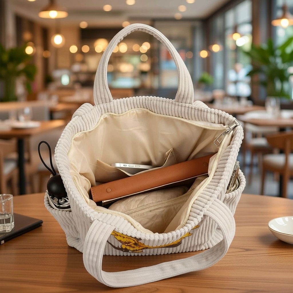 Personalisierte Cord-tragetasche Mit Geburtsblume Und Namen, Große Tasche Mit Reißverschluss Und Seitentaschen, Ideales Geschenk Für Sie - namenecklacede