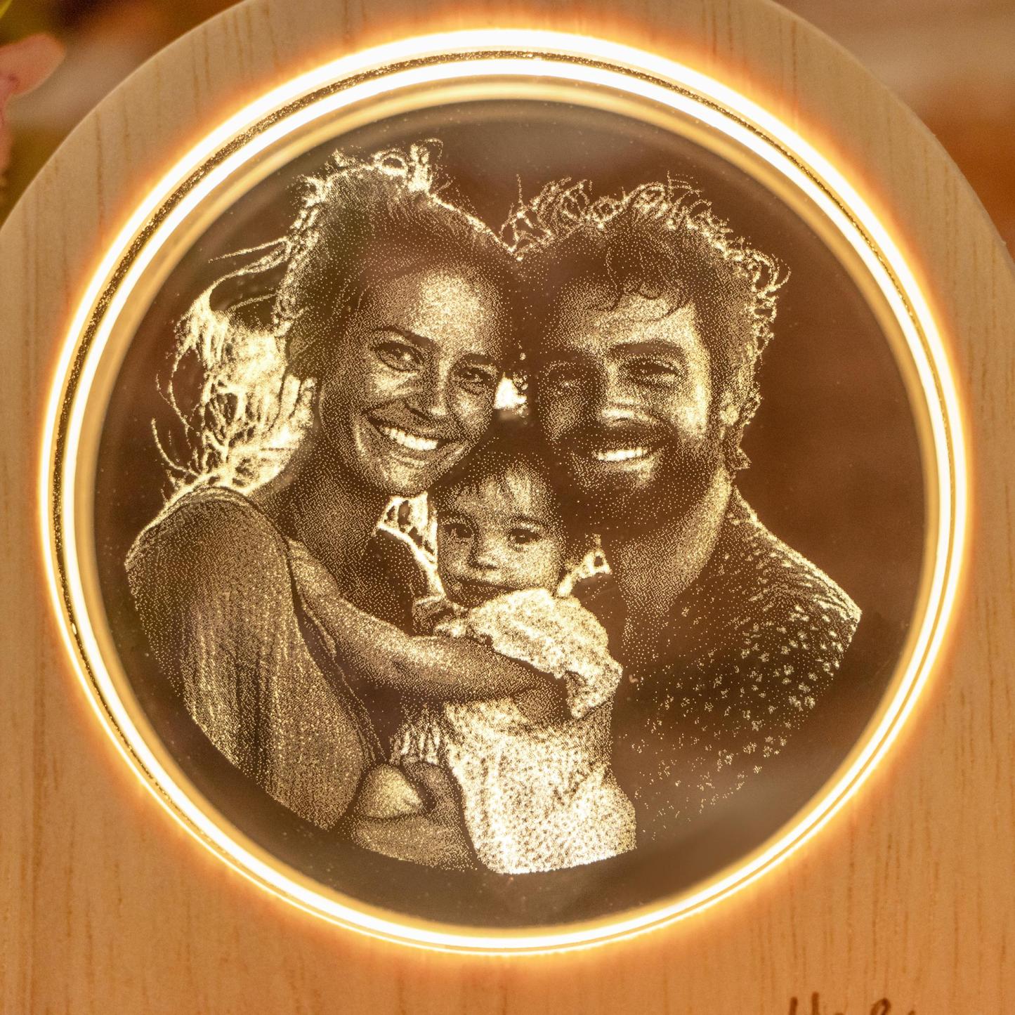Personalisierte 3d-fotogravur Aus Kristall – Individuelle Familienporträts Aus 3d-lasergravur Mit Foto Aus Kristall – Individuelle Kunstwerke Für Die Heimdekoration – Weihnachtsgeschenke - namenecklacede