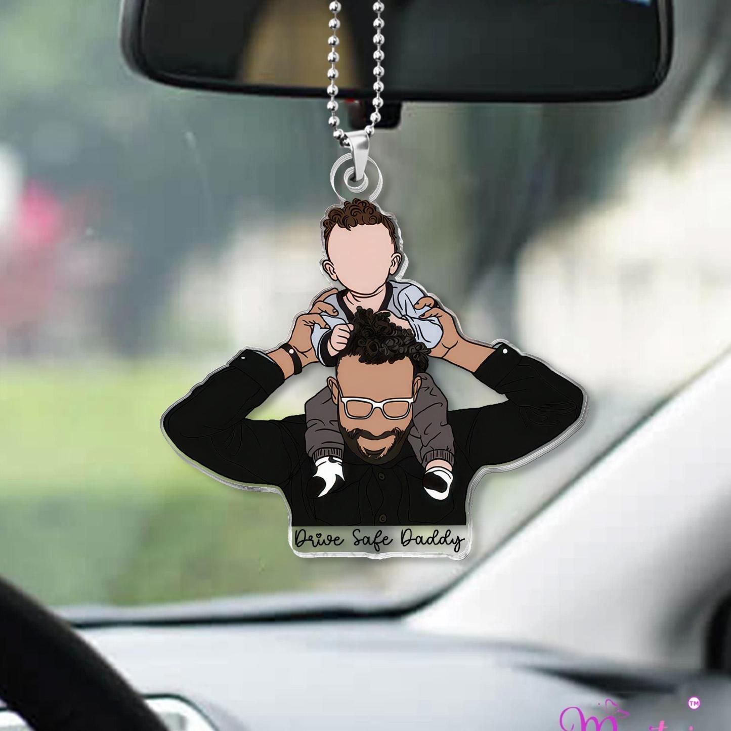 Personalisierter Auto-sonnenblendenclip Mit Foto – Individuelles Porträt Nach Foto, Gesichtsloses Porträt – Geschenk Für Frischgebackene Väter - namenecklacede