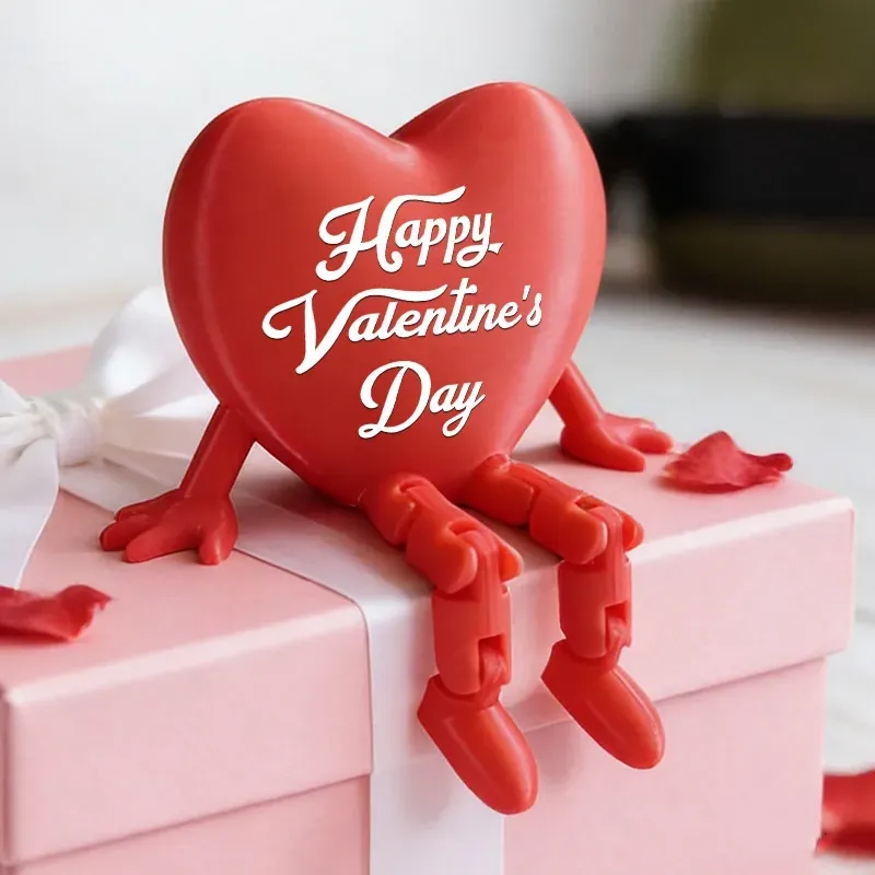 Valentinstagsgeschenk, Personalisierte Valentinstag-herzdekoration Mit Lustigen Baumelnden Beinen, Individuelles 3d-gedrucktes Paar-herz-tischschild Mit Text - namenecklacede