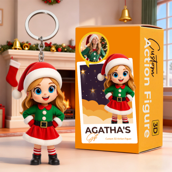Personalisierte Foto-3d-schlüsselanhängerfigur – Niedliche Mini-puppe – Weihnachtsgeschenk Für Freund/freundin - namenecklacede