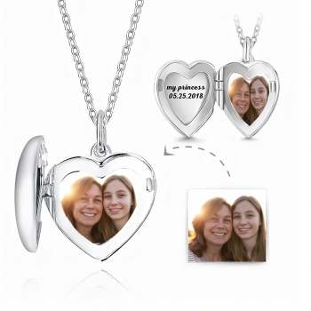Personalisierte Silbernes Herz-Medaillon mit Foto & Gravur – Persönliches Erinnerungsstück für Mama und Tochter