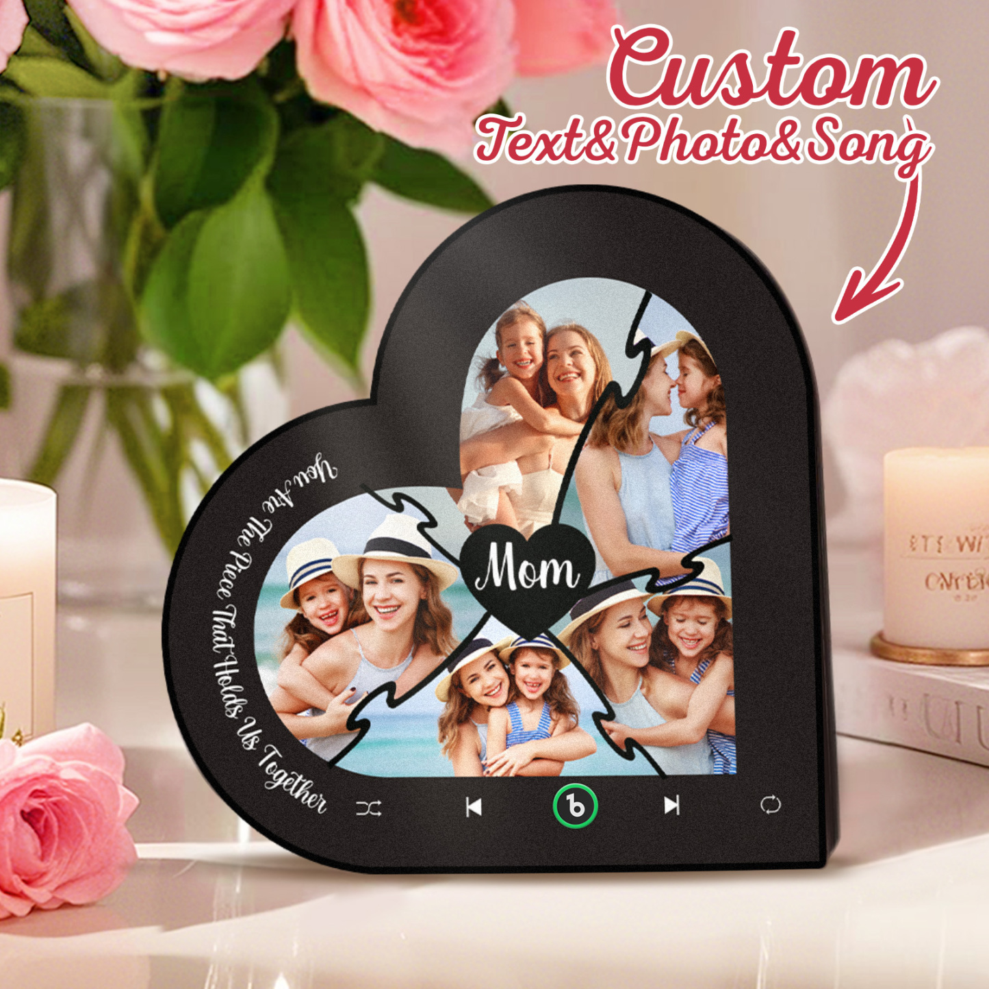 Personalisierter Musik-kühlschrankmagnet „du Bist Das Stück, Das Uns Zusammenhält", Muttertagsgeschenke, Geschenk Für Mama - namenecklacede