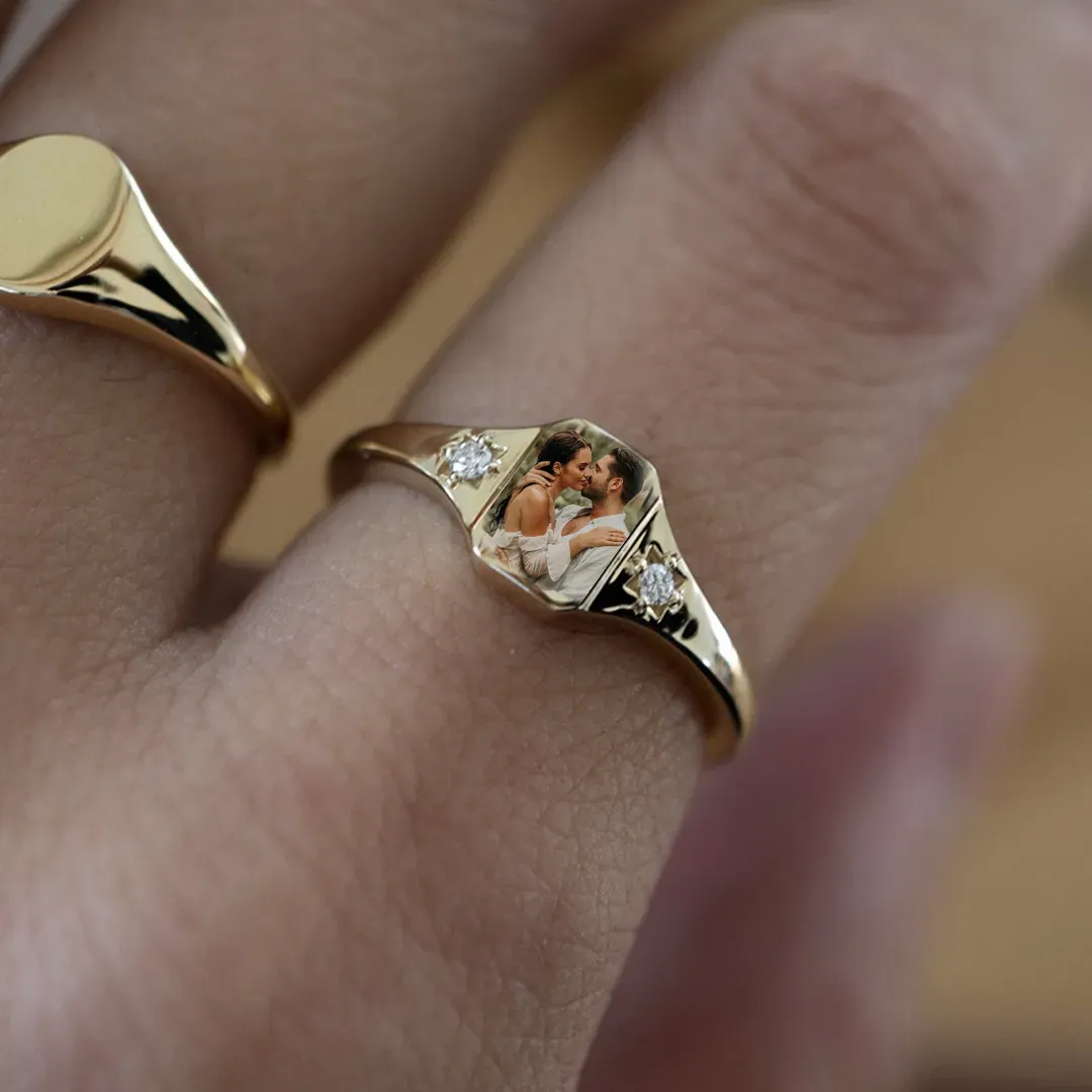 Muttertagsgeschenke Personalisierter Foto-geburtssteinring Personalisierter Geburtsstein-fotoring 2 Geburtssteinfarben Individueller Schmuck Perfektes Geschenk Für Sie - namenecklacede