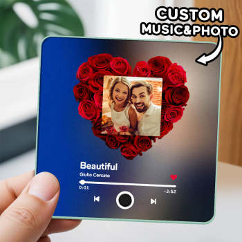 Musik-kühlschrankmagnet, Personalisiertes Foto, Liebesherz, Musik-kühlschrankmagnet, Individueller Mehrfarbiger Wand-fotoaufkleber, Musik-kühlschrankmagnet, Kann Lieder Abspielen - ihrenamenskettede