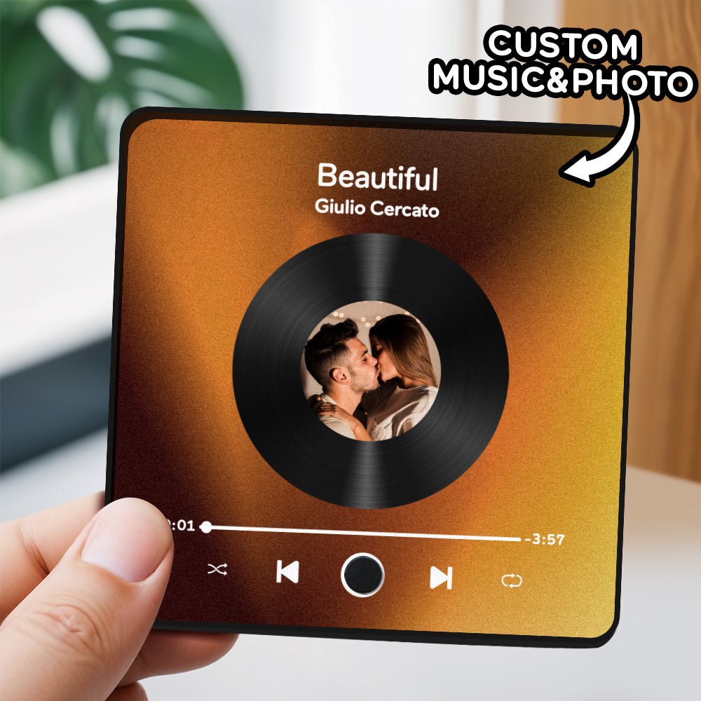 Personalisiertes Fotoalbum, Kühlschrankmagnet, Musik-wandfotoaufkleber, Musikbewegung, Die Ohne Handy Abgespielt Werden Kann, Musik-kühlschrankmagnet Pro Kann Lieder Abspielen