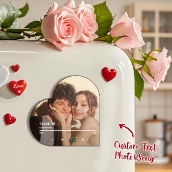 Personalisierter Musik-kühlschrankmagnet, Personalisierter Herzrahmen-album-kühlschrankmagnet, Musik-wandaufkleber Mit Fotomotiv, Valentinstagsgeschenk Für Sie - namenecklacede