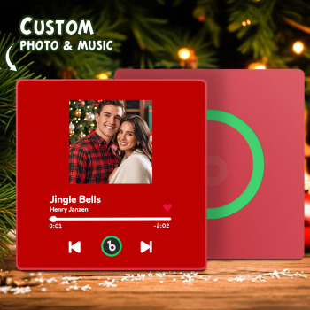 Personalisierter Musik-kühlschrankmagnet, Bunter Rahmen, Personalisierter Album-kühlschrankmagnet, Der Lied Abgespielt Werden Kann, Jubiläumsgeschenk Für Paare - namenecklacede