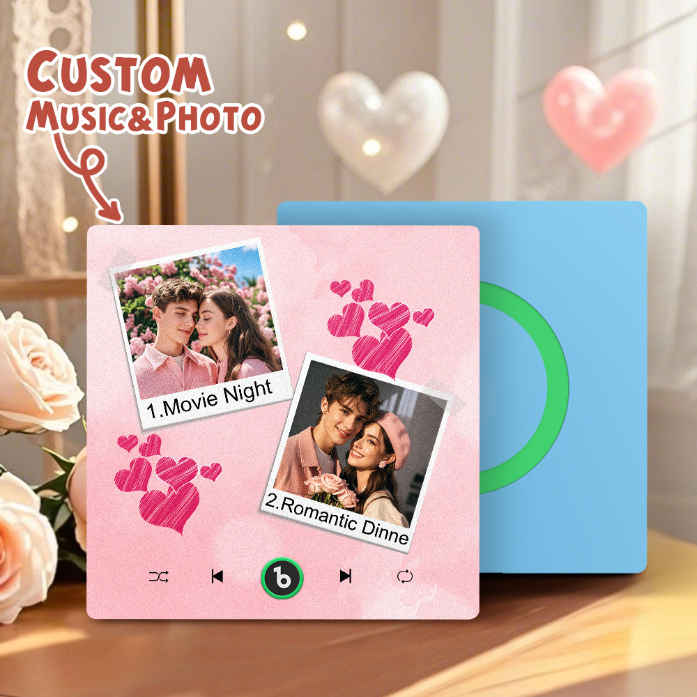 Neuer 4.0-upgrade-kühlschrankmagnet Mit Benutzerdefinierter Musik, Bunter Rahmen, Album-kühlschrankmagnet, Kann Lieder Abspielen, Geschenk Für Paare, Kann Ihre Musik Hochladen - namenecklacede