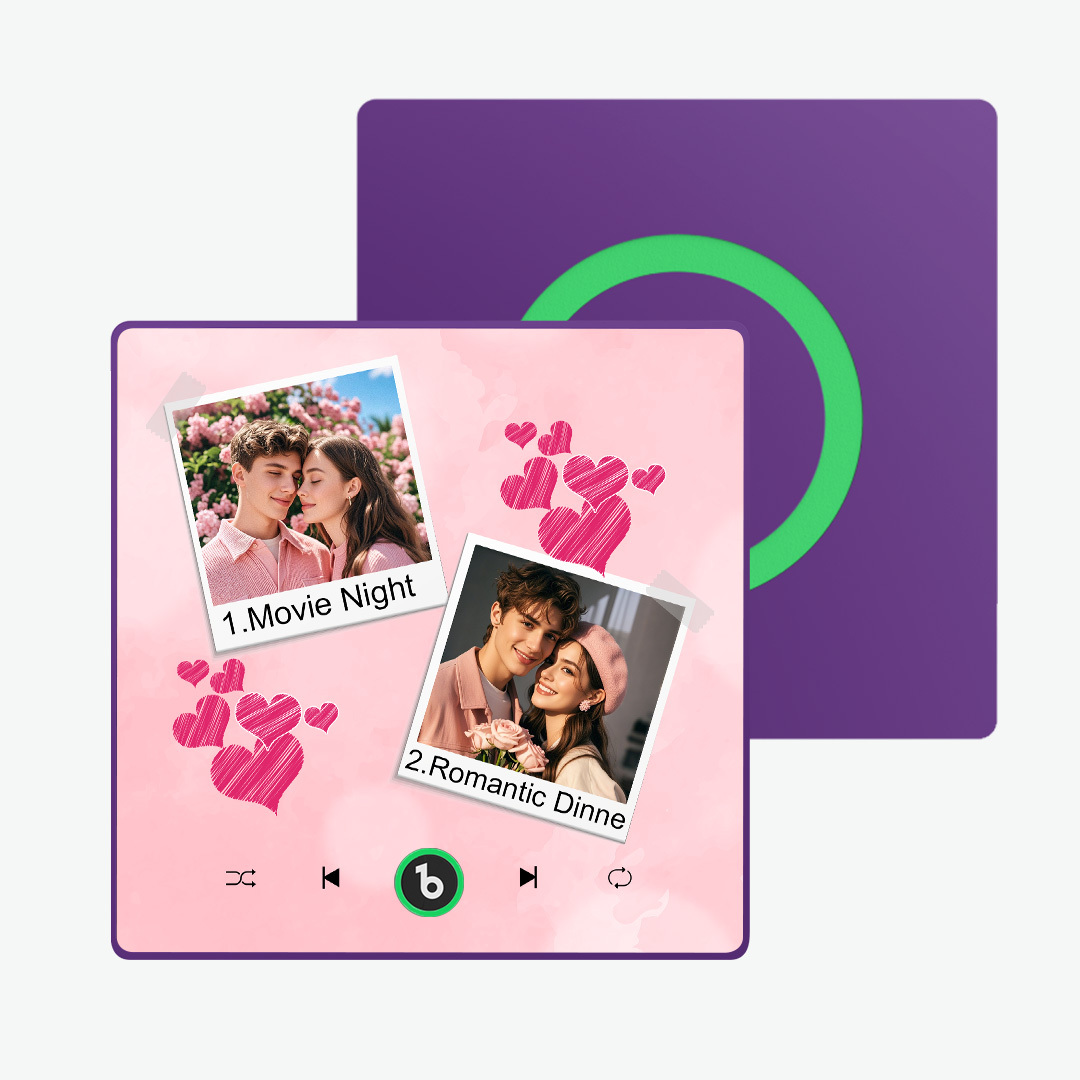 Neuer 4.0-upgrade-kühlschrankmagnet Mit Benutzerdefinierter Musik, Bunter Rahmen, Album-kühlschrankmagnet, Kann Lieder Abspielen, Geschenk Für Paare, Kann Ihre Musik Hochladen - namenecklacede