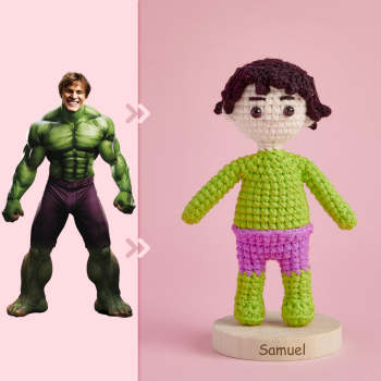 Ganzkörper Anpassbare 1-personen-häkelpuppe, Personalisierte Geschenke, Handgewebte Minipuppen – Hulk - ihrenamenskettede