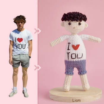 Ganzkörper Anpassbare 1-personen-häkelpuppe, Personalisierte Geschenke, Handgewebte Minipuppen – Ich Liebe Dich - ihrenamenskettede