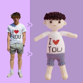 Ganzkörper Anpassbare 1-personen-häkelpuppe, Personalisierte Geschenke, Handgewebte Minipuppen – Ich Liebe Dich - ihrenamenskettede