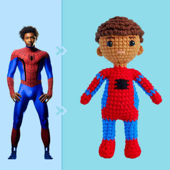 Ganzkörper Anpassbare 1-personen-häkelpuppe, Personalisierte Geschenke, Handgewebte Minipuppen – Spiderman - ihrenamenskettede