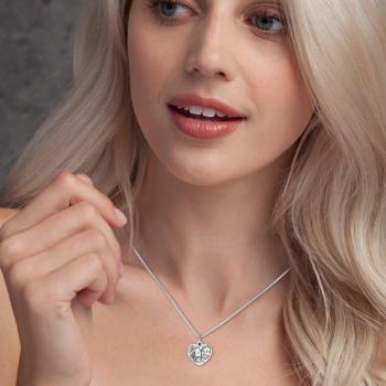 Engraved Heart Shadow Carving Photo Necklace Silver