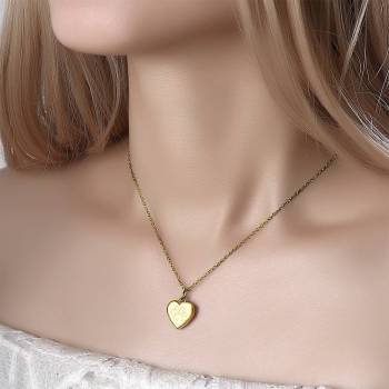 Pawprint Heart Engraved Photo Necklace 14k Gold Plated Silver