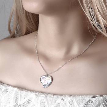 Heart Photo Necklace Platinum Plated Silver