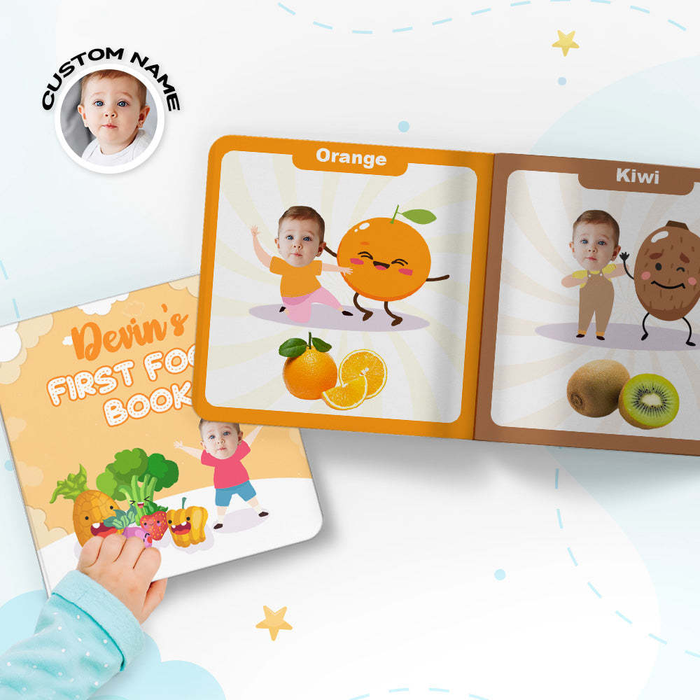 Baby's First Food Book Geschenke Mit Individuellem Namen Und Gesicht Für Das Baby - ihrenamenskettede