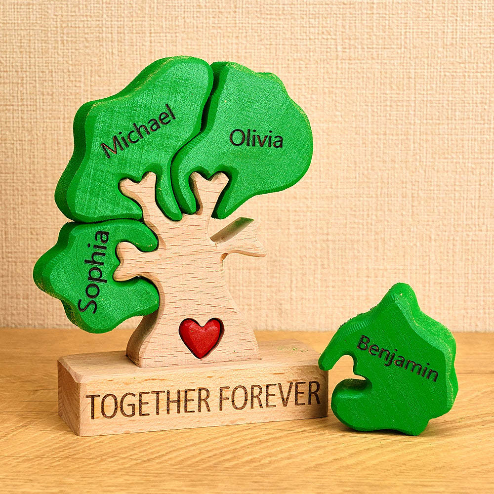 Holzstammbaum-puzzle Mit Individuellen Namen, Heimdekoration, Einweihungsgeschenke - ihrenamenskettede