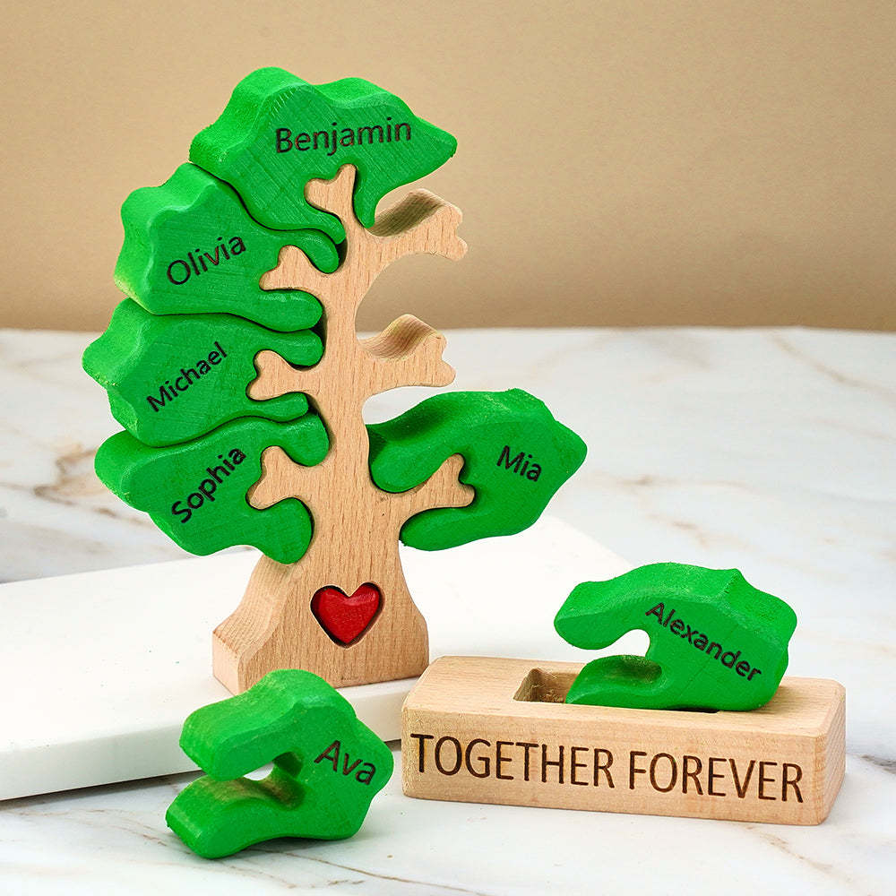 Holzstammbaum-puzzle Mit Individuellen Namen, Heimdekoration, Einweihungsgeschenke - ihrenamenskettede
