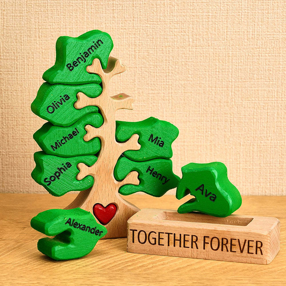 Holzstammbaum-puzzle Mit Individuellen Namen, Heimdekoration, Einweihungsgeschenke - ihrenamenskettede