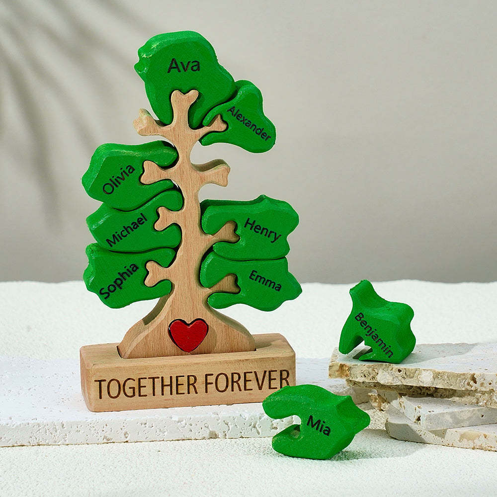 Holzstammbaum-puzzle Mit Individuellen Namen, Heimdekoration, Einweihungsgeschenke - ihrenamenskettede