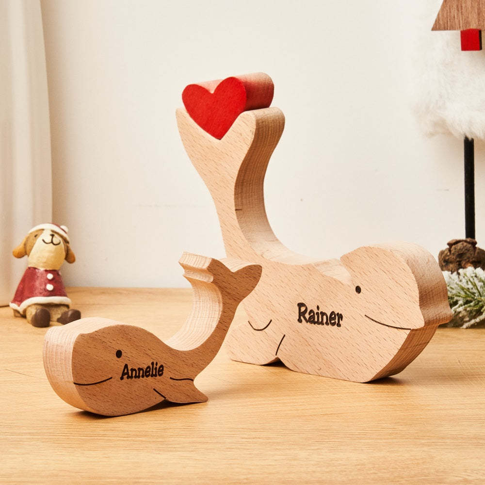 Benutzerdefinierte Namen Holzdelfine Familie Puzzle Home Decor Weihnachtsgeschenke - ihrenamenskettede