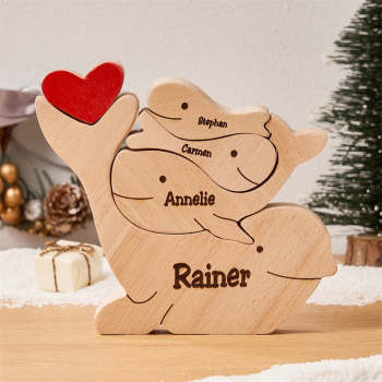 Benutzerdefinierte Namen Holzdelfine Familie Puzzle Home Decor Weihnachtsgeschenke - ihrenamenskettede